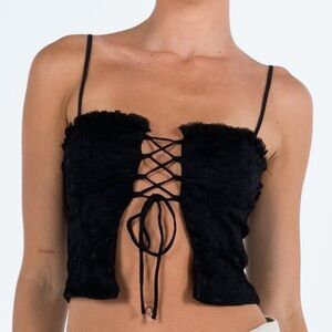 Black Lace-Up Women's Top